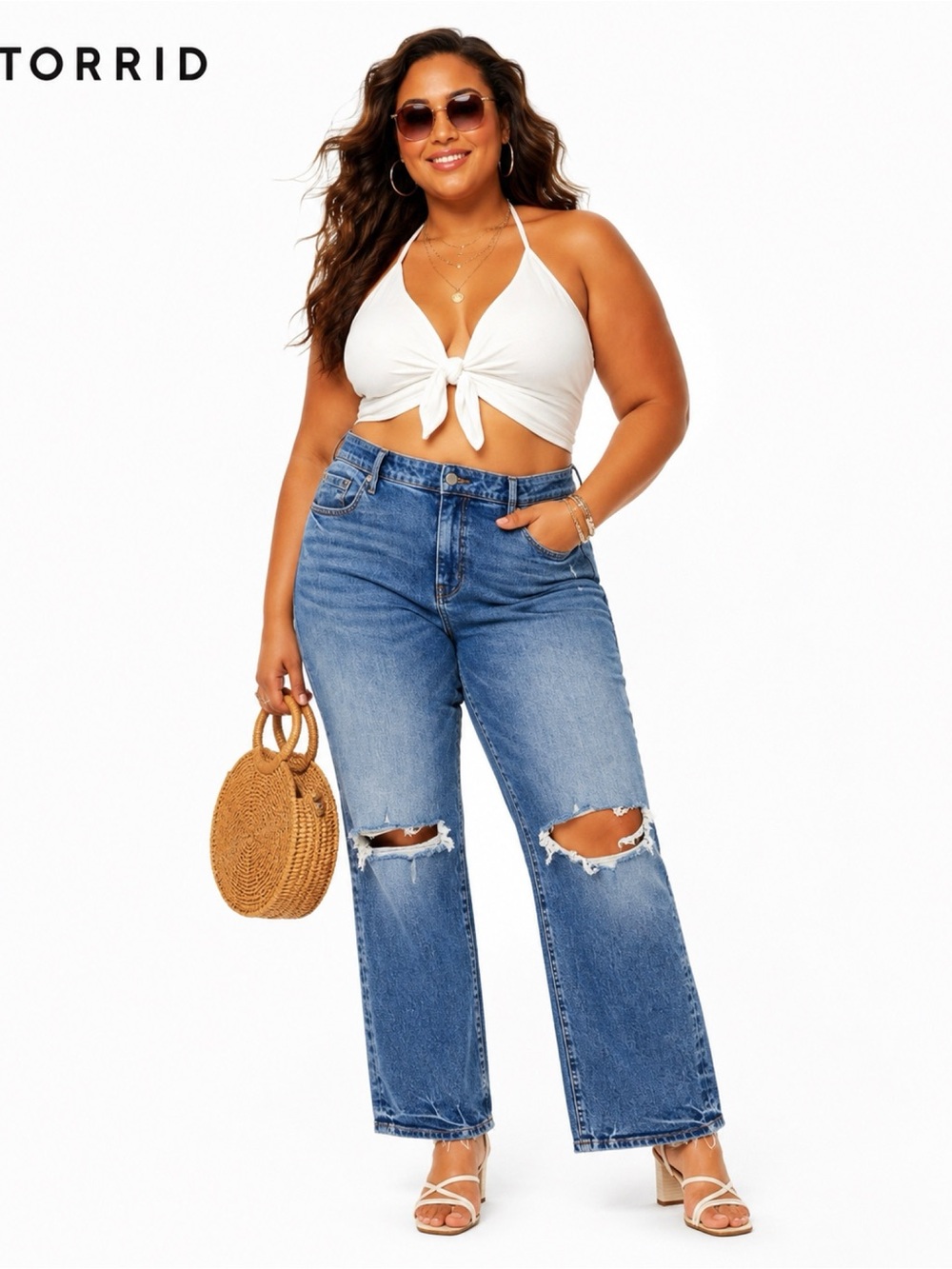 TORRID Ripped Wide Leg Jeans